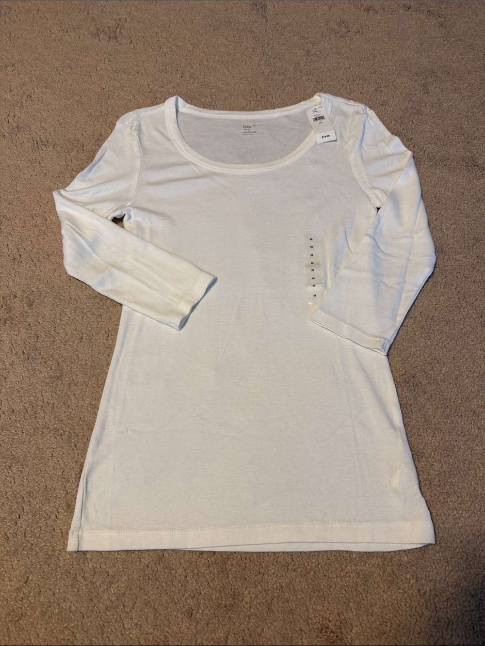 Gap White Scoop Neck 3/4 Sleeve Women's Tee